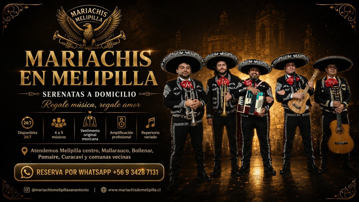 Mariachis de Melipilla · San Antonio, cinco músicos con trajes de charro — serenatas a domicilio